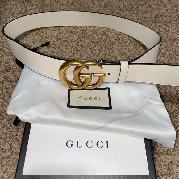 Gucci GG Marmont White Wide Belt - Picture 2 of 10